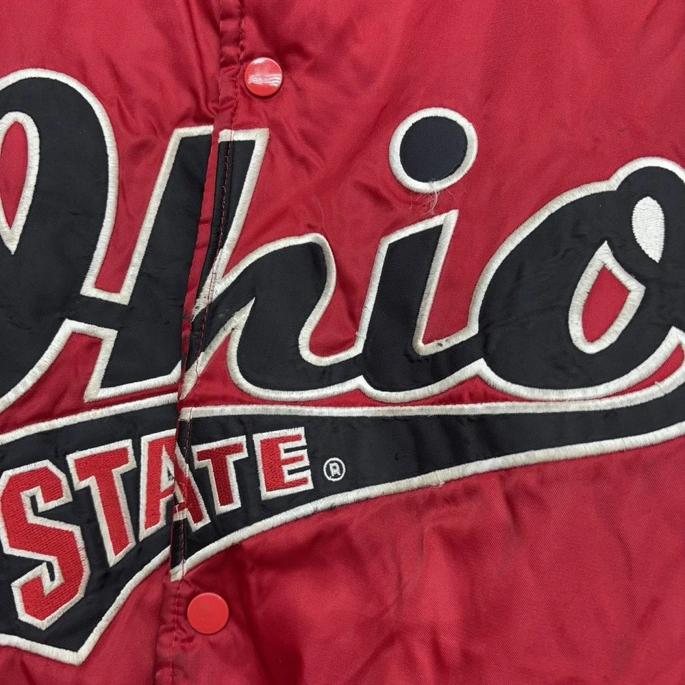 Vintage Ohio State Jacket Mens Medium Varsity Spellout OSU Puffer Buckeyes 90s
